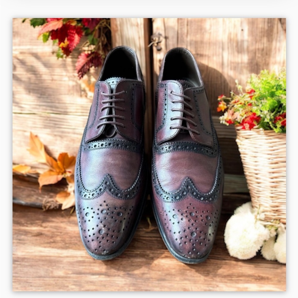 Hugo Boss Selection T-Legend Derby Wingtip Brogue Shoe Burgundy Brown EU…